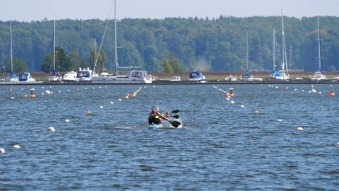 K4, canoe race, slow motion Stock Footage 112998535