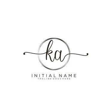 KA Initial handwriting logo with circle template vector Stock Illustration