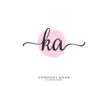 KA Initial handwriting logo design Stock Illustration
