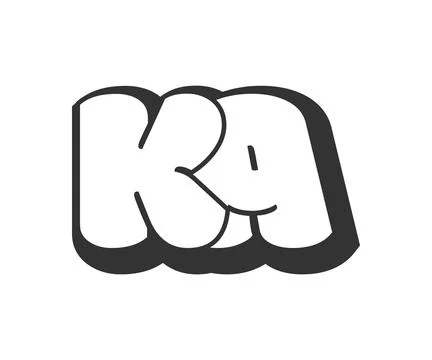KA logo, bubble comic lettering, rounded in graffiti style black and white .. Stock Illustration