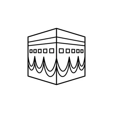 Kaaba building, Islamic icon. Simple line, outline vector religion icons for ui Stock Illustration