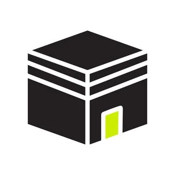 Kaaba icon solid black green colour ramadan symbol illustration perfect. Illustrazione stock