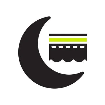 Kaaba icon solid black green colour ramadan symbol illustration perfect. Stock Illustration
