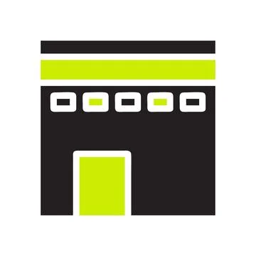 Kaaba icon solid black green colour ramadan symbol illustration perfect. Illustrazione stock