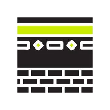 Kaaba icon solid black green colour ramadan symbol illustration perfect. Stock Illustration
