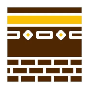 Kaaba icon solid brown yellow colour ramadan symbol perfect. 스톡 일러스트