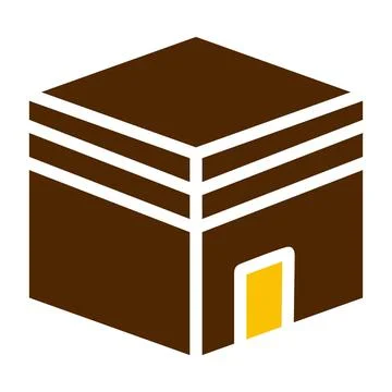 Kaaba icon solid brown yellow colour ramadan symbol perfect. 스톡 일러스트