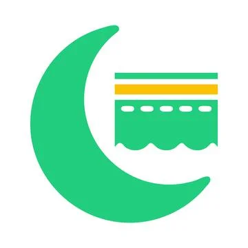 Kaaba icon solid green yellow style ramadan illustration vector element and.. Stock Illustration