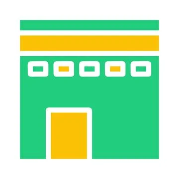 Kaaba icon solid green yellow style ramadan illustration vector element and.. Ilustración de archivo