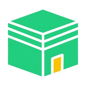 Kaaba icon solid green yellow style ramadan illustration vector element and.. Stock Illustration