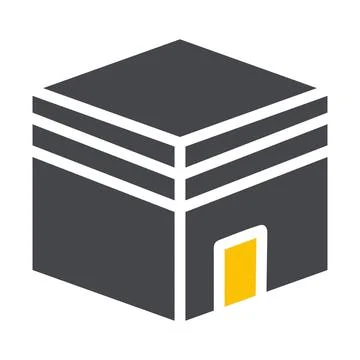 Kaaba icon solid grey yellow style ramadan illustration vector element and .. 스톡 일러스트