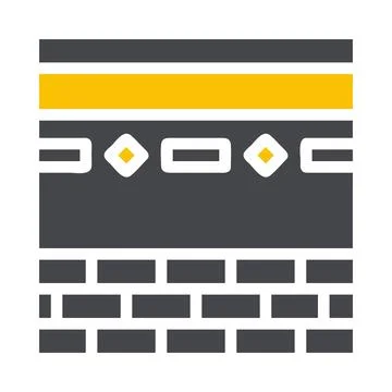 Kaaba icon solid grey yellow style ramadan illustration vector element and .. 스톡 일러스트