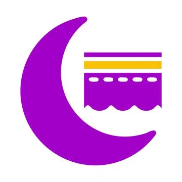 Kaaba icon solid purple yellow style ramadan illustration vector element an.. Stock Illustration