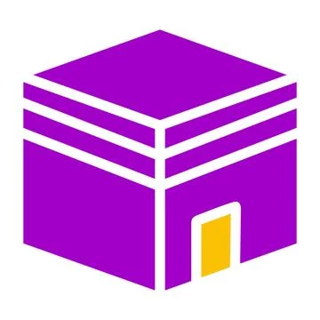 Kaaba icon solid purple yellow style ramadan illustration vector element an.. Stock Illustration