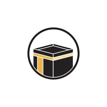 Kaaba inside circle flat style, holy kaaba in mecca saudi arabia. Vector ou.. Stock Illustration