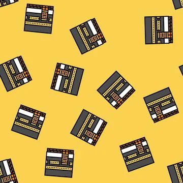 Kaaba islam muslim vector seamless pattern Stock Illustration