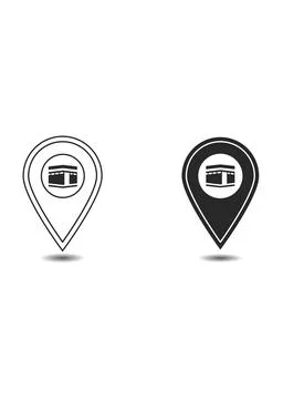 Kaaba Location Pin Map Marker Icon Set Stock Illustration