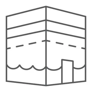 Kaaba in Mecca thin line icon, ramadan and religion, mecca mosque sign, vector Ilustración de archivo