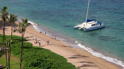 Kaanapali Beach catamaran 2 Stock Footage 38821982