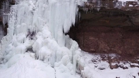 Kaaterskill Fall - Frozen Waterfall - Upstate NY 1 Stock Footage 77981074