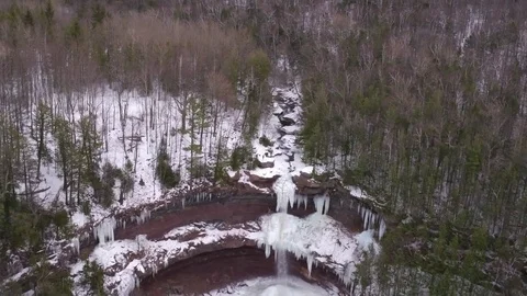 Kaaterskill Fall - Frozen Waterfall - Upstate NY 3 Stock Footage 77981101