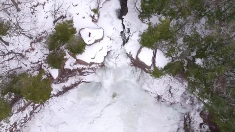 Kaaterskill Fall - Frozen Waterfall - Upstate NY 4 Stock Footage 77981119