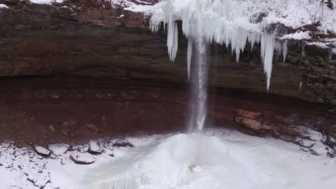 Kaaterskill Fall - Frozen Waterfall - Upstate NY 6 Stock Footage 77981145
