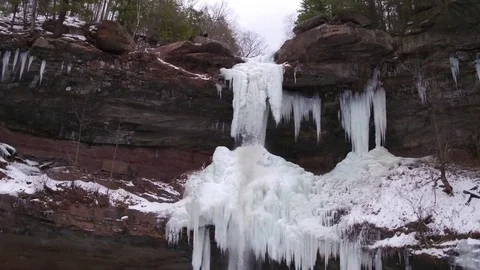 Kaaterskill Fall - Frozen Waterfall - Upstate NY 7 Stock Footage 77981242