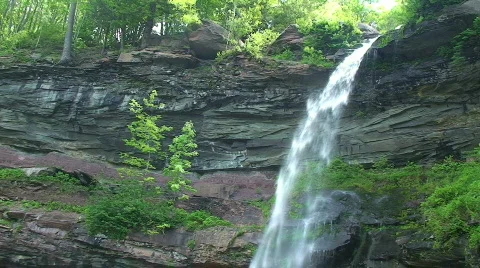 Kaaterskill Falls Waterfall in Catskill Mountains Stock Footage 485638