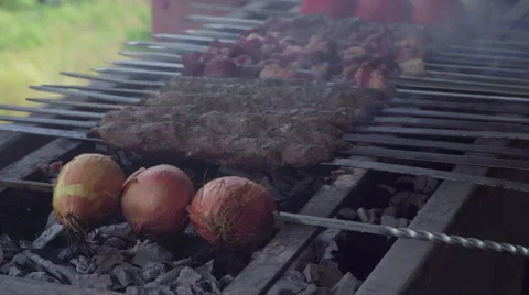 Kabab on barbecue Stock Footage 52703766