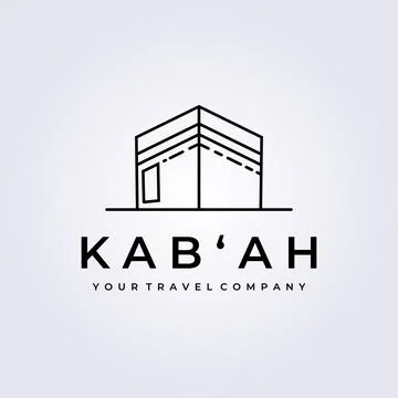 Kabah icon vector logo isolated line art simple mosque Stock Illustration