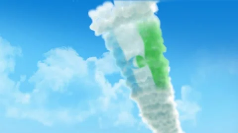 Kabardino Balkaria Flag 3D Render Animation Created with Colored Smoke Trail 스톡 동영상 332307837