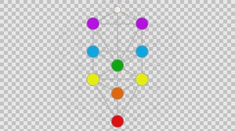 Kabbalah Tree of Life with Hebrew Text in a Color Spectrum on a Flower of Life Stock Footage 63404193