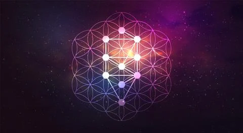 Kabbalah vector symbol isolated on space background. Sacred geometry and tr.. Stock Illustration