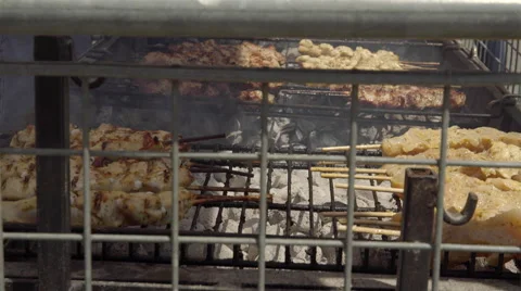 Kabobs on the bbq. Stock Footage 51586608