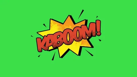 Kaboom comic speech bubble explosion animation on green screen background Stock Footage 329905437