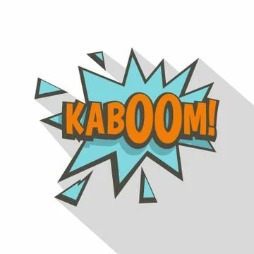 Kaboom, comic text sound effect icon, flat style Illustrazione stock