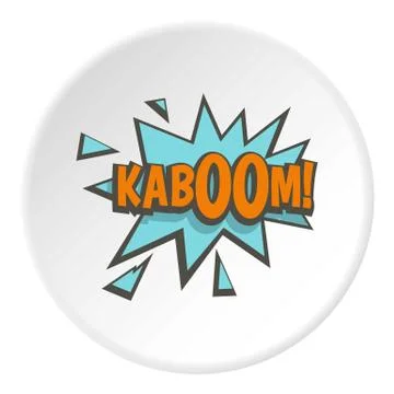 Kaboom, comic text sound effect icon circle Stock Illustration