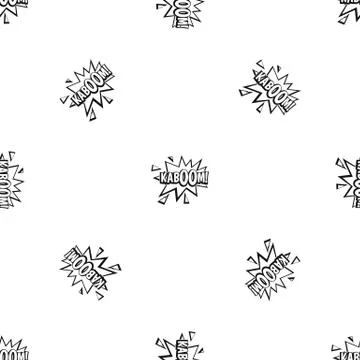 Kaboom, explosion pattern seamless black 스톡 일러스트