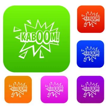 Kaboom, explosion set color collection Illustrazione stock