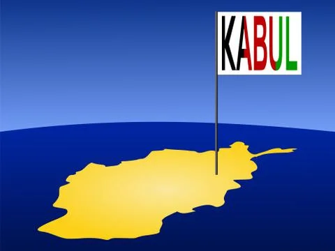 Kabul on afghan map Illustrazione stock