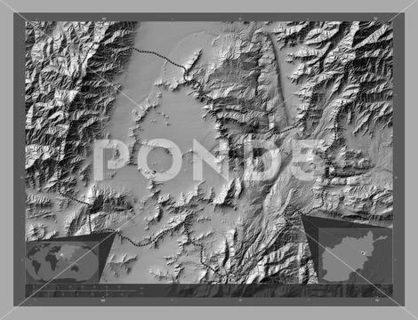 Kabul, Afghanistan. Bilevel elevation map with lakes and rivers ...