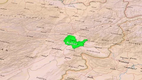 Kabul Province Map Animation Highlighted Region Afghanistan Mountain Terrain Stock Footage 346246939