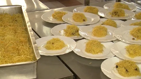 Kadaif pear - Middle Eastern Pastry Stock Footage 90241725