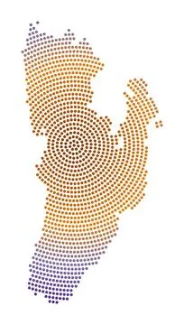 Kadan Kyun dotted map. Digital style shape of Kadan Kyun. Tech icon of the .. Stock Illustration