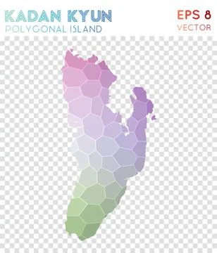 Kadan Kyun polygonal map, mosaic style island. Uncommon low poly style, mod.. Stock Illustration