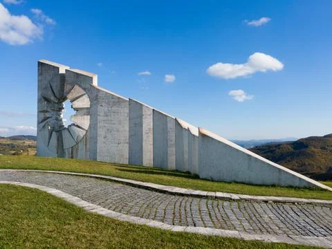 Kadinjaca Memorial Complex in Serbia, in memory of fallen partisans Stock Photos