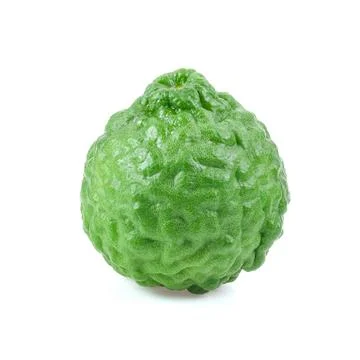 Kaffir lime close up on white background. Stock Photos