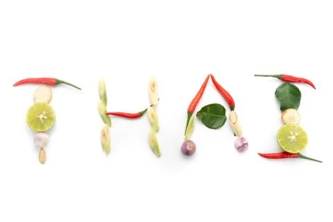 Kaffir lime leaf, lemon, chopped lemongrass, galangal, chili, onions 写真素材