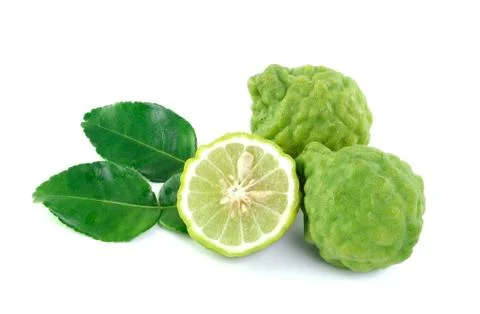 Kaffir lime on white background Stock Photos